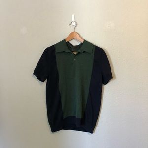Banana Republic Blue and Green Colorblock Striped Polo